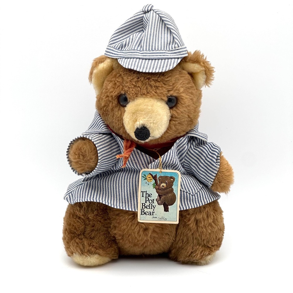 The Pot Belly Bear Plush Vintage 1979 Daekor Train Conductor‎ Stuffed Animal Tag